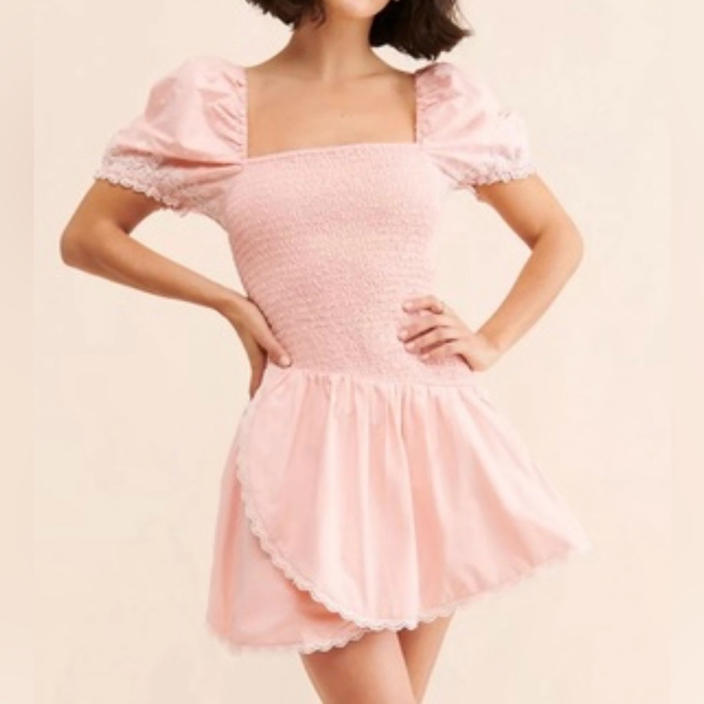 LoveShackFancy Pink Mini Dress
